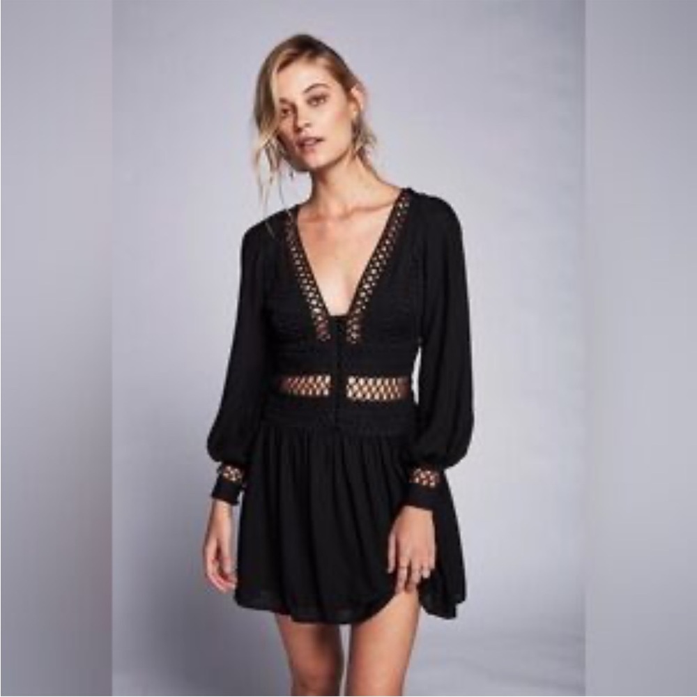 Free People Black Long Sleeve Dress